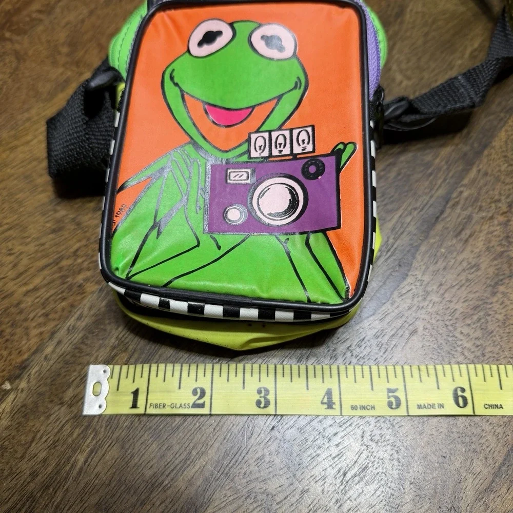 Vintage 80s Kermit The Frog Muppets Shoulder Small Bag Neon Phone Camera